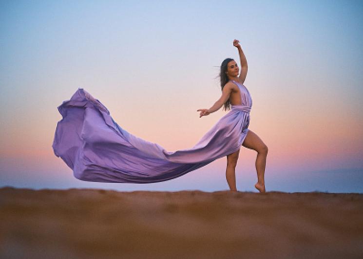 Flying dress photoshoot